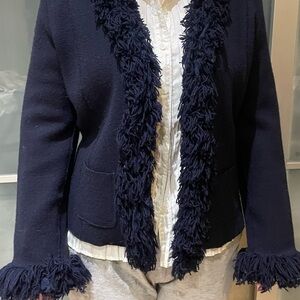 Navy Fringed Blazer